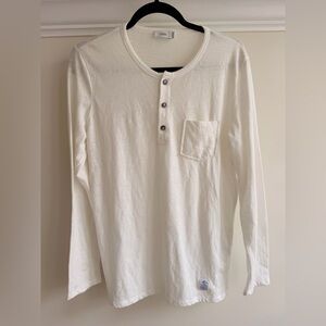 Closed Cream Long Sleeve Henley with Chest Pocket